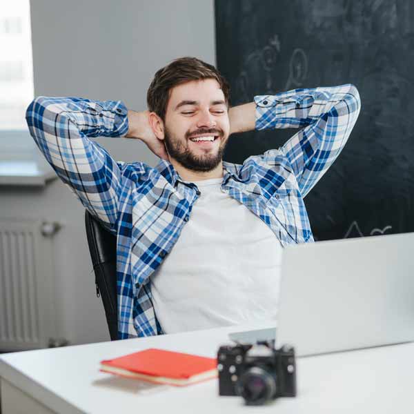 Man happy at work